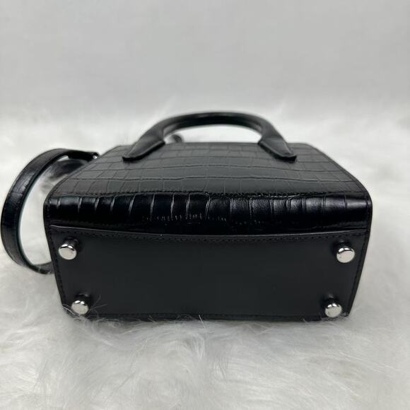 Coach Andrea Mini Carryall Crossbody Bag Crocodile-embossed Leather CR209 Black - Picture 6 of 9